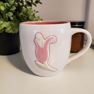 Starbucks ceramic mug, pink tulip design